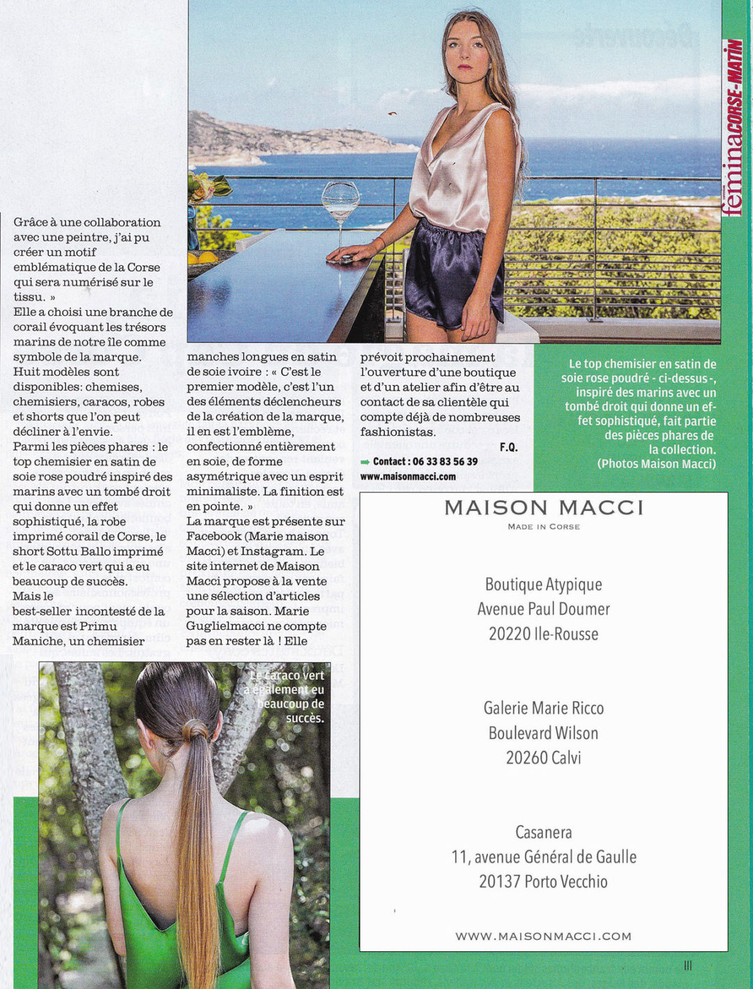 presse maison macci prêt-à-porter made in Corse